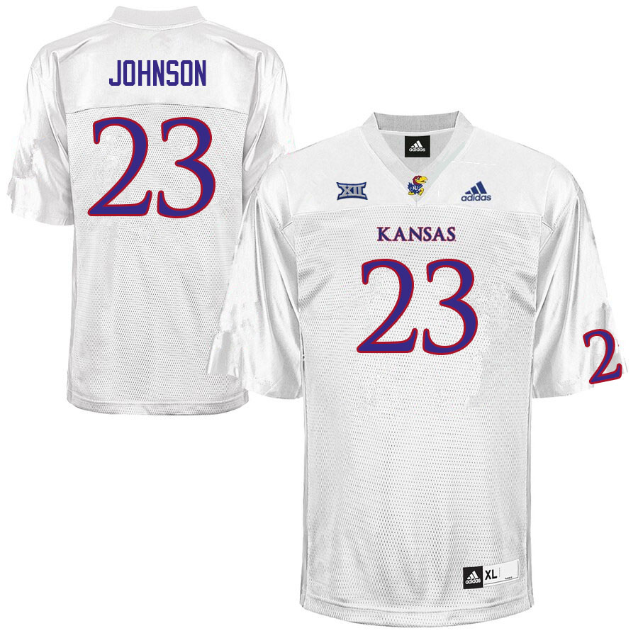 Men #23 Malik Johnson Kansas Jayhawks College Football Jerseys Sale-White - Click Image to Close